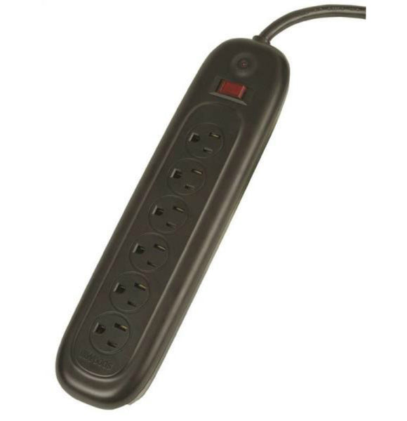 Woods 546510 2-Way Surge Protector with 6-Outlet, Black, 810 Joules