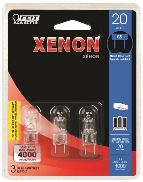 Feit Electric BPXN20/G8/3/CAN Xenon Halogen JCD Bulb, 20 Watts, 120V