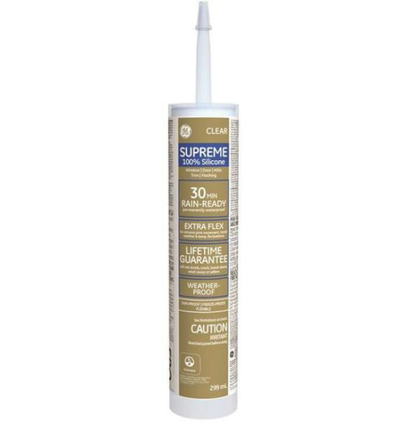GE® M90016C Supreme Silicone Window & Door Caulk, Clear, 299 mL