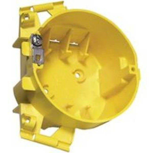 Hubbell 2008R Non-Metallic Round Ceiling Box, Yellow, 22 Cu.In.
