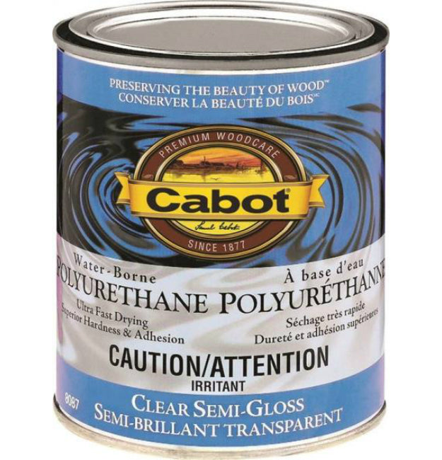 Cabot 8087C Interior Water-Borne Polyurethane, Clear Semi Gloss, 1/2 Pint