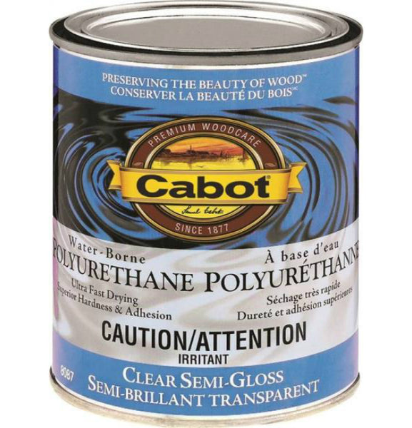 Cabot 8087C Interior Water-Borne Polyurethane, Clear Semi Gloss, 1/2 Pint