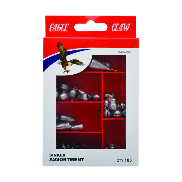 Eagle Claw 0848-6248 Assorted Size & Weight Sinker, 55 Piece
