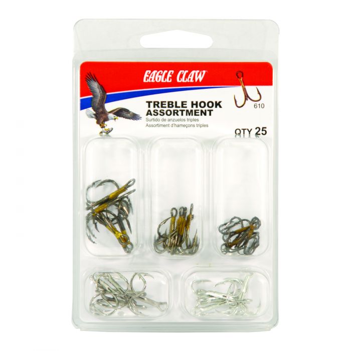 Eagle Claw 0848-4524 Short Shank Treble Hooks, Assortment, 25 Piece