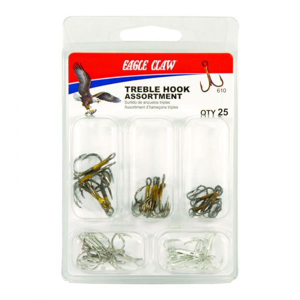 Eagle Claw 0848-4524 Short Shank Treble Hooks, Assortment, 25 Piece