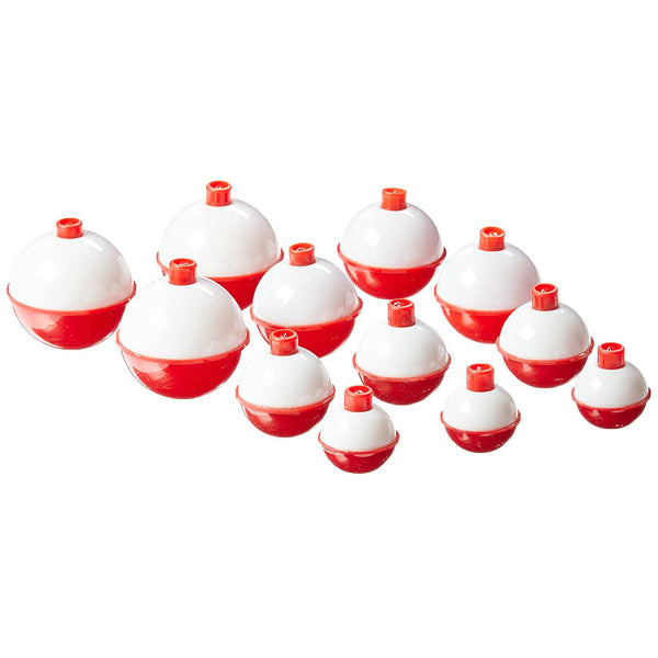 Eagle Claw 0848-1184 Red & White Snap-On Float, Assorted Size, 12 Pack