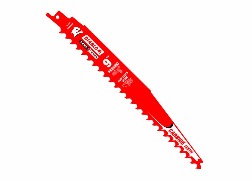 Diablo DS0903CP Carbide Pruning & Clean Wood Cutting Recip Saw Blade, 3-TPI, 9"