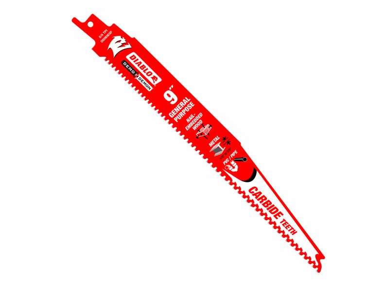 Diablo DS0909CGP3 Demo Demon Carbide General Purpose Recip Saw Blade, 6/9 TPI, 9", 3-Pack