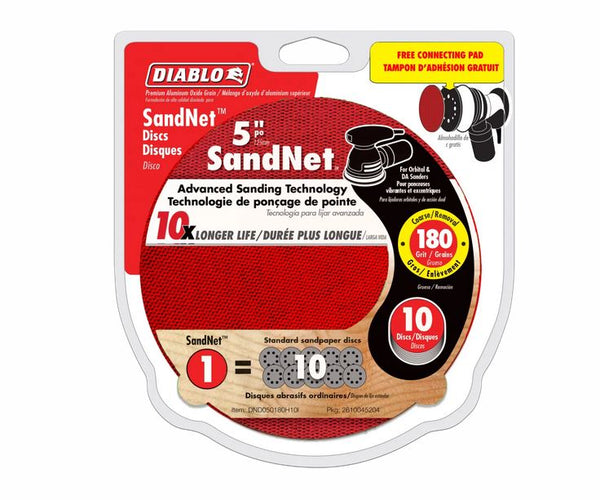Diablo DND050180H10I SandNet Disc with Connection Pad, 180-Grit, 5", 10-Pack