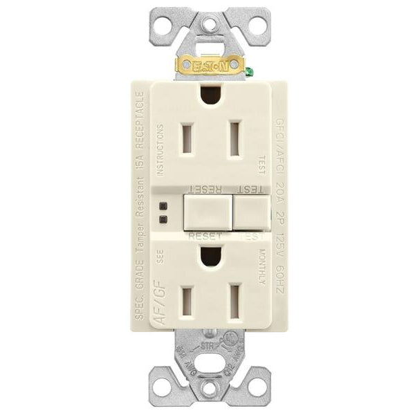 Eaton TRAFGF15LA-K-L GFCI Duplex Receptacle, 15 Amp