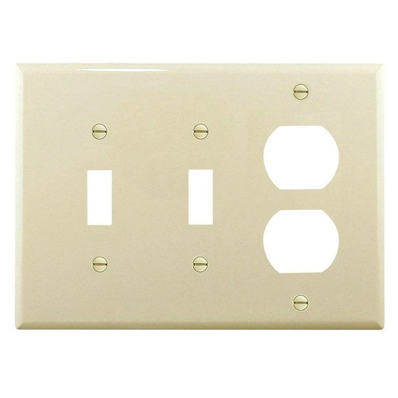 Cooper Wiring PJ28LA Toggle & Duplex Receptacle Wall Plate, 3 Gang