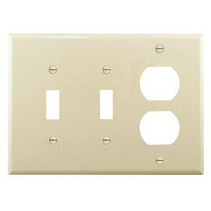 Cooper Wiring PJ28LA Toggle & Duplex Receptacle Wall Plate, 3 Gang