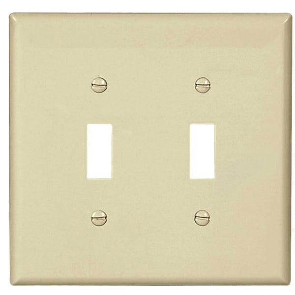 Cooper Wiring PJ2LA 2-Gang Toggle Wall Plate, Light Almond