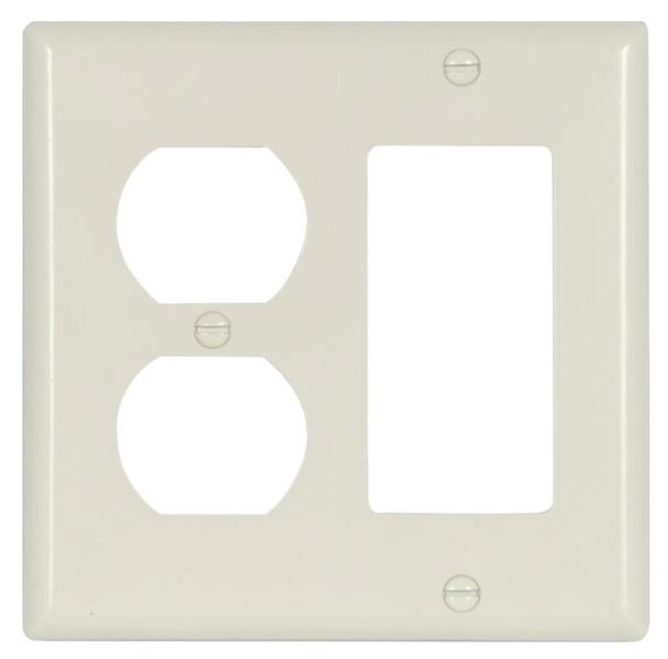 Eaton 2157LA-BOX Standard Size Combination Wallplate 2-Gang Thermoset, Lt-Almond