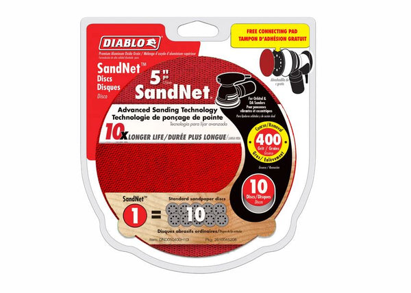 Diablo DND050400H10I SandNet Disc with Connection Pad, 400-Grit, 5", 10-Pack