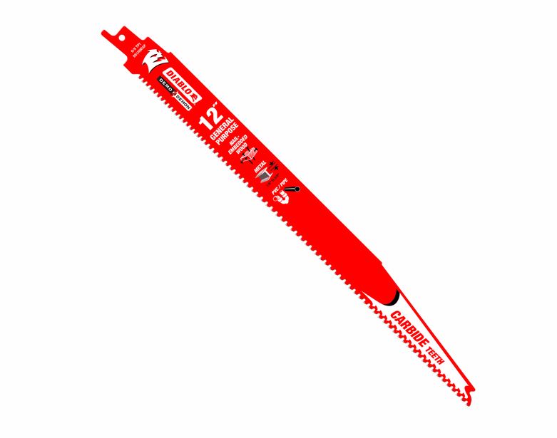 Diablo DS1209CGP3 Demo Demon Carbide General Purpose Recip Saw Blade, 6/9 TPI, 12", 3-Pack