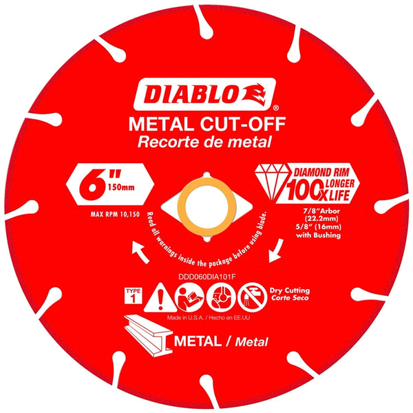 Diablo DDD060DIA101F Type-1 Diamond Metal Cut‑Off Blade, 6" Dia.
