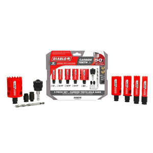 Diablo DHS09SGPCT Carbide Tipped  Hole Saw Kit, 9 Pieces