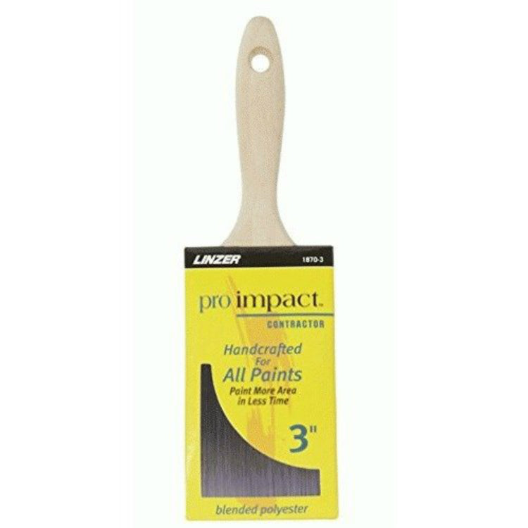 Linzer 1870-3 Pro-impact Contractor Polyester Blend Brush, 7/16" Thickness, 3"