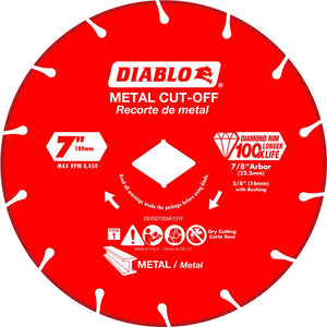 Diablo DDD070DIA101F Type-1 Diamond Metal Cut‑Off Wheel, 7" Dia.