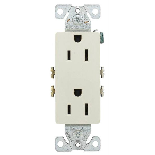 Cooper Wiring 1107-9LA Duplex Receptacle, Light Almond, 15 Amp