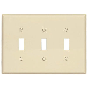 Cooper Wiring PJ3LA 3-Gang Toggle Wall Plate, Light Almond