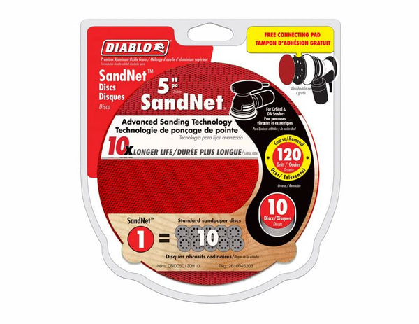 Diablo DND050120H10I SandNet Disc with Connection Pad, 120-Grit, 5", 10-Pack