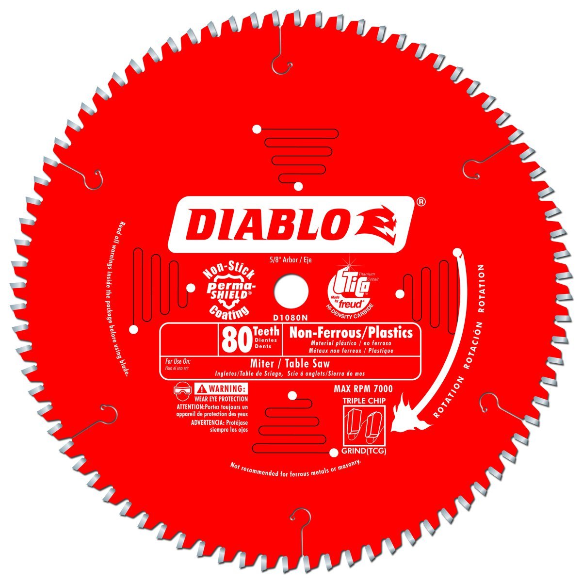 Diablo D1080N Non-Ferrous Metal & Plastic Cutting Saw Blade, 10"
