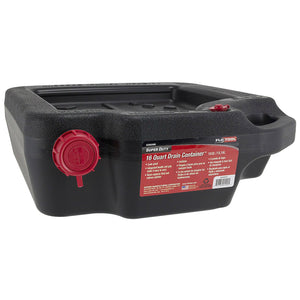 FloTool 42003MI Super-Duty Leak-Proof Drain Container, Plastic, 16-Qt Capacity