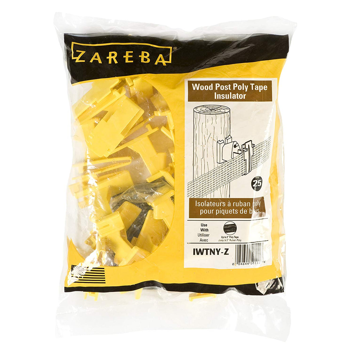 Zareba IWTNY-Z Polytape Wood Post Insulator, Yellow