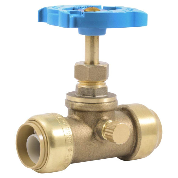 SharkBite 24635LF Push-To-Connect Stop Valve with Drain, 3/4" x 3/4" MHT