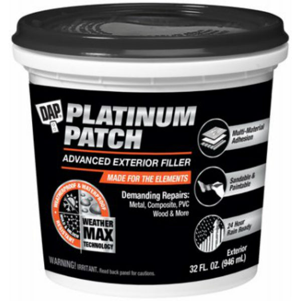 DAP 18787 Platinum Patch Advanced Exterior Filler, White, 32 Oz