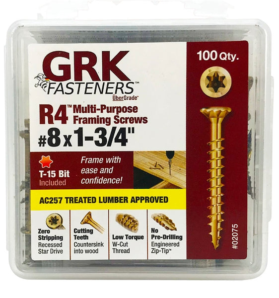 GRK 02075 R4 Handy-Pak Multi-Purpose Framing Screw, #8 x 1-3/4", 100-Count