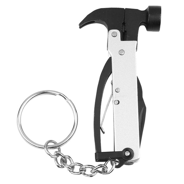 Hy-Ko KC625 Tiny Multi-Tool Hammer Key Chain, Black/Silver
