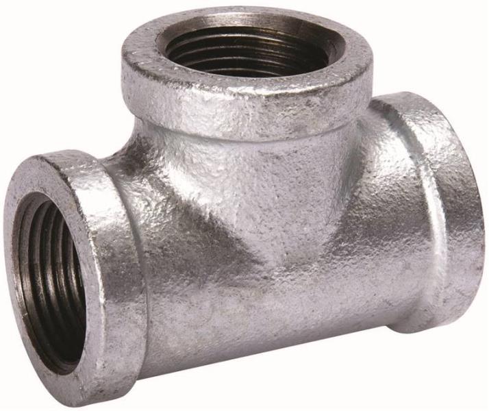 Mueller 510-610BC Galvanized Pipe Tee, 3", Threaded, Malleable Iron