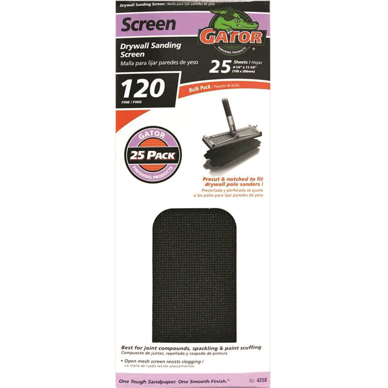 Gator 3302 Silicon Carbide Drywall Sanding Screen, 120 Grit, 11-1/4" x 4-1/4"