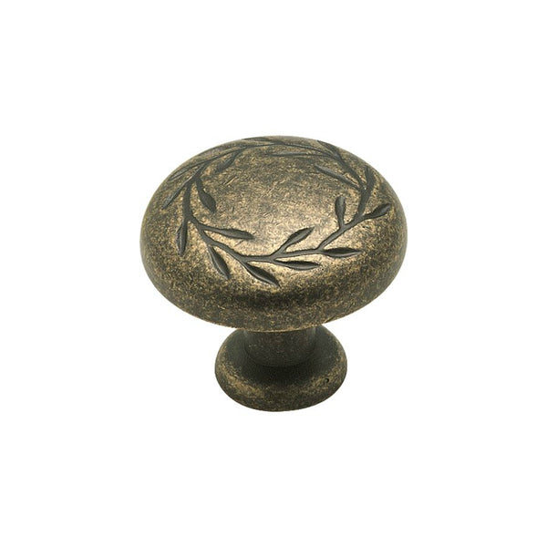 Amerock BP1581R2 Nature's Splendor Knob with Screw, Weathered Brass, 1-5/16"