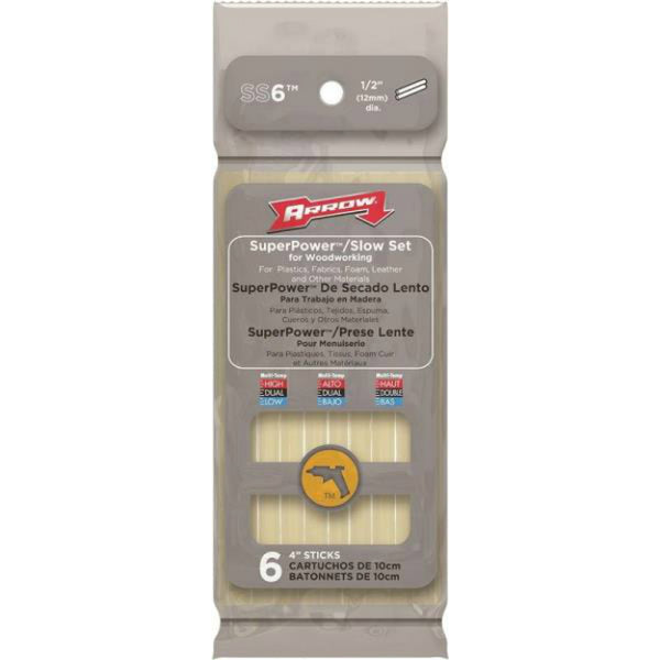 Arrow SS6 SuperPower / Slow Set Glue Stick for Woodworking, 4"