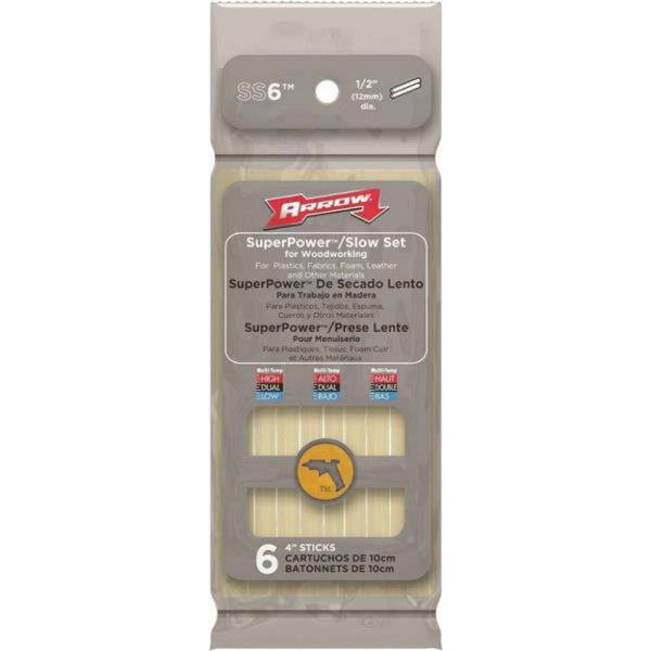 Arrow SS6 SuperPower / Slow Set Glue Stick for Woodworking, 4"