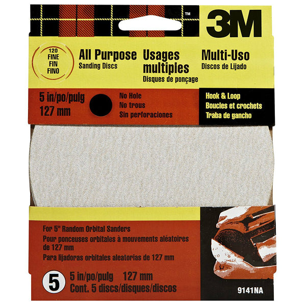 3M® 9141 All Purpose Sanding Disc with Hook & Loop, Fine, 5"