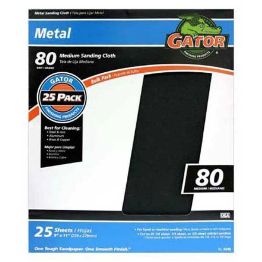 Gator 3291 Metal Fine Sanding Cloth, 9" x 11", 80 Grit