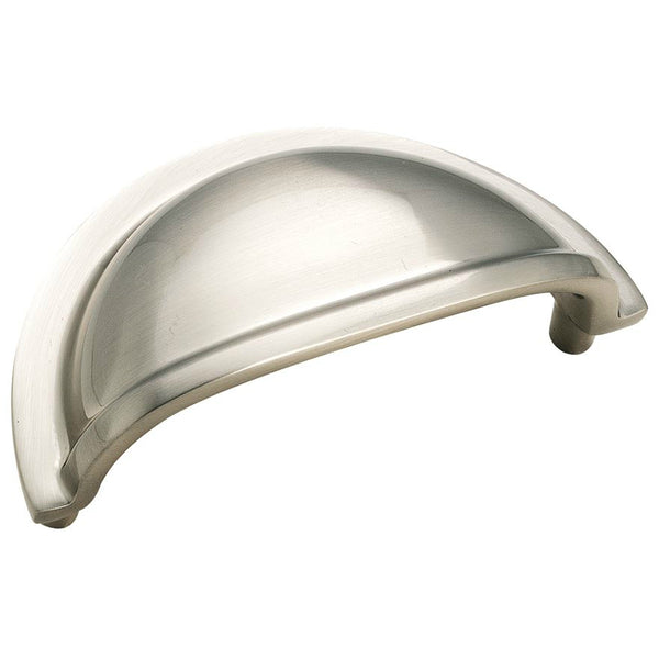 Amerock BP4235G9 Solid Brass Center-to-Center Cup Pull, Sterling Nickel, 3"