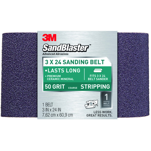 3M® 9196 SandBlaster Coarse Sanding Belt, 50 Grit, 3" x 24"