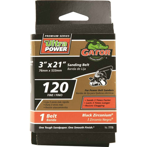 Gator 7775 Zirconium Oxide Portable Sanding Belt, 120 Grit, 3" x 21"