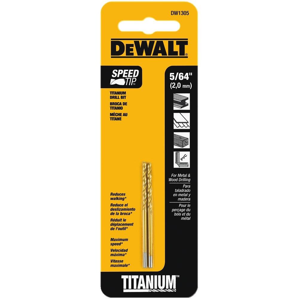 DeWalt DW1305 Heavy-Duty Titanium Drill Bit, 5/64" x 2 mm