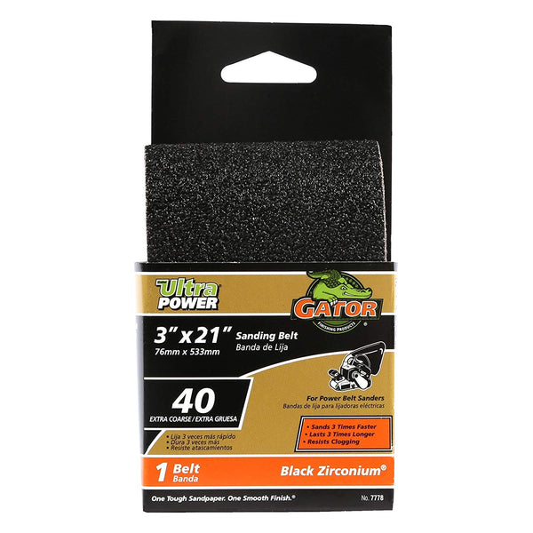 Gator 7778 Zirconium Oxide Portable Sanding Belt, 120 Grit, 3" x 21"