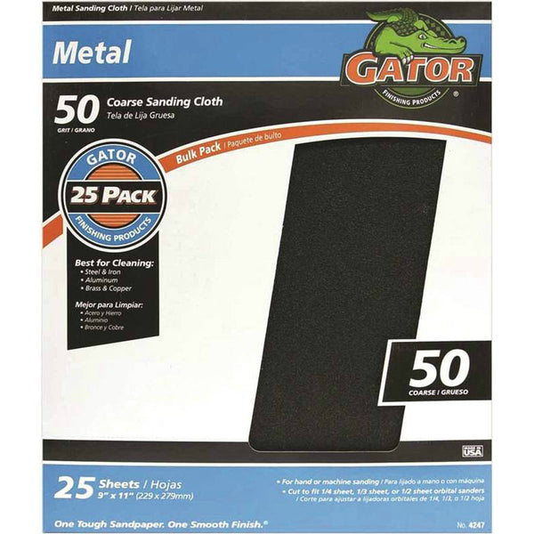Gator 3292 Metal Coarse Sanding Cloth, 9" x 11", 50 Grit