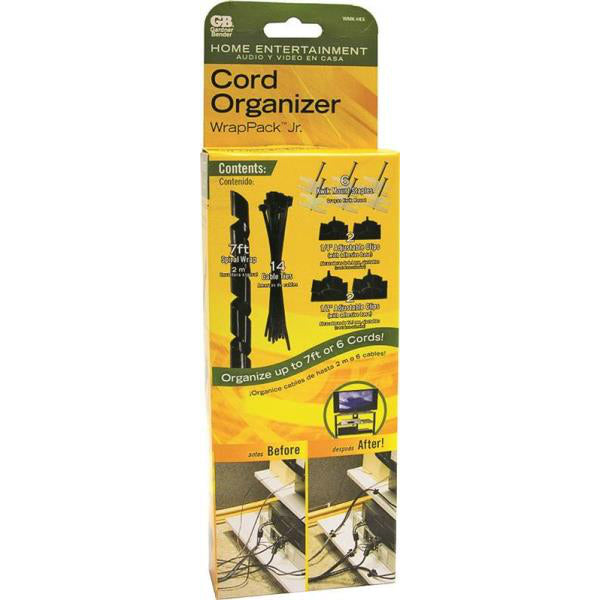 Gardner Bender WMK-HE6 WrapPack Jr. Cord Organizer Kit, Black, 7 ft.