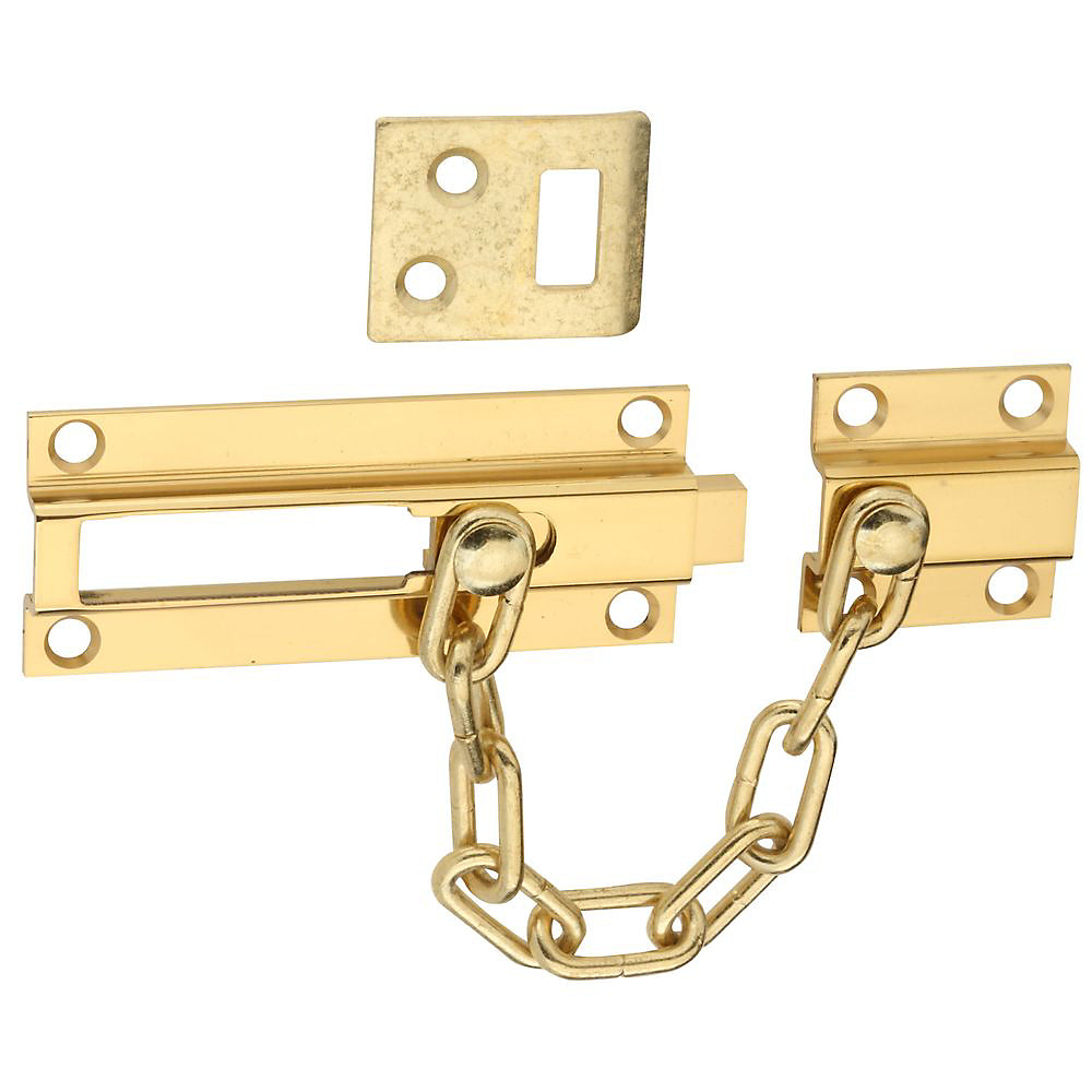 National Hardware N198-036 Sliding Dead Bolt/Chain Guard, Polished Brass