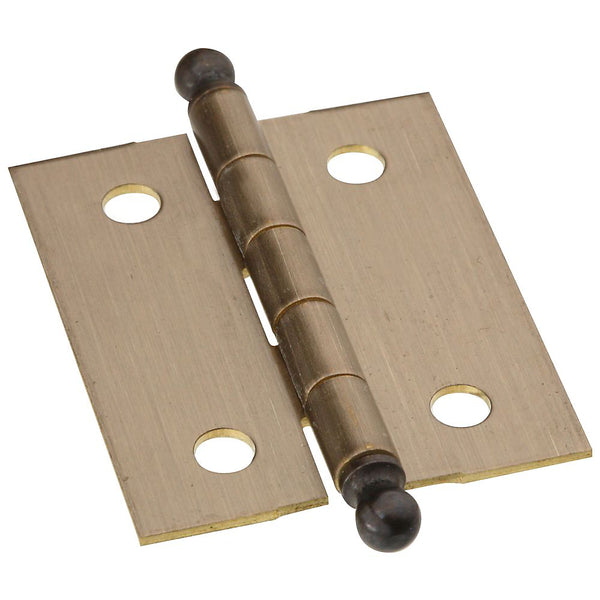 National Hardware N213-538 Solid Brass Ball Tip Hinge, Antique Brass, 1-1/2" x 1-1/4"